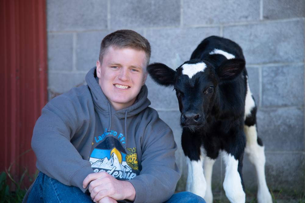 Senior Photos | Boy | Farm | Calf